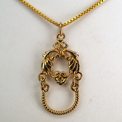 #ad Gold Vermeil CHARM HOLDER Necklace Pendant STERLING SILVER Victorian Style NICE $22.00