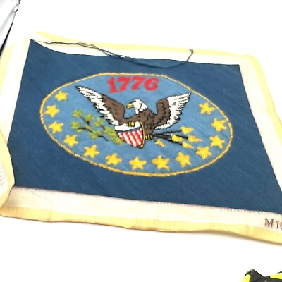 #ad Vintage Patriotic Needlepoint Eagle 1776 Finished $34.99