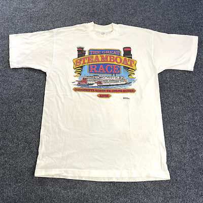 #ad Vintage The Great Steamboat Race White Large Short Sleeve VTG T Shirt $8.75