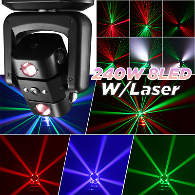 #ad 240W 8LED Laser Beam Moving Head Stage Lighting RGBW DJ Disco Party Light Show $171.11