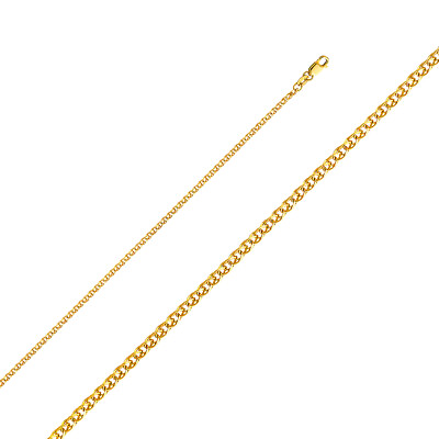 #ad 14K Yellow OR White Solid Gold 2mm Flat Open Wheat Chain Necklace Lobster Clasp $324.00