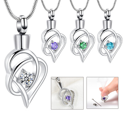 #ad Crystal Heart Cremation Jewelry for Ashes Urn Necklace Pendent for Ashes Holder $8.99