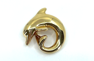 #ad 14k Yellow Gold Puffy Dolphin Pin $379.00