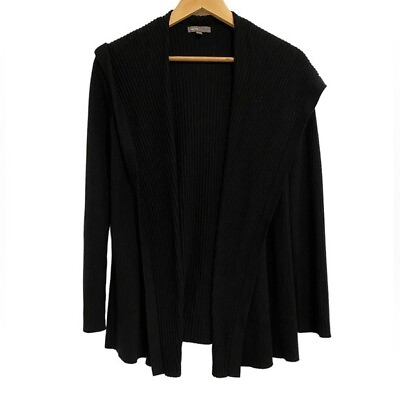 GAP Body Women’s Ribbed Black Hooded Open Cardigan Sweater Small $19.87