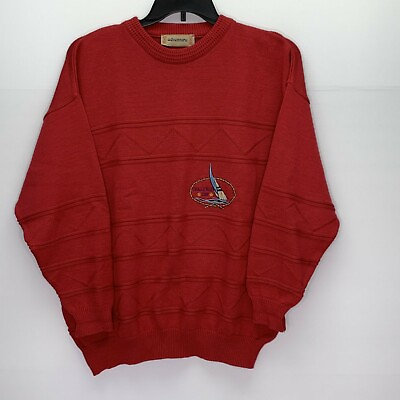 #ad Challenge Cup Sweater Mens Large Red Sailing Race Embroidered Adventure Vintage $45.99