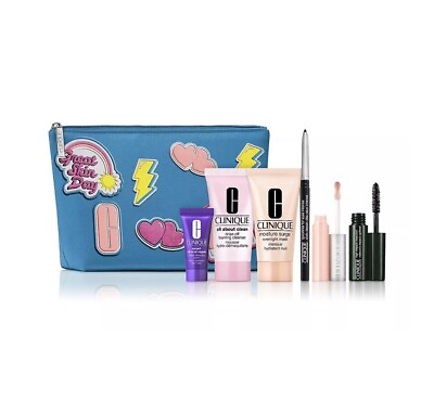 #ad #ad Clinique Skincare Makeup 7Pcs Deluxe Sample Size Gift Set Blue Makeup Sample Bag $19.99