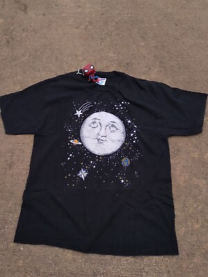 #ad Vintage Moon Shooting Star Face 90s Graphic Hanes Heavyweight T Shirt Large $85.00