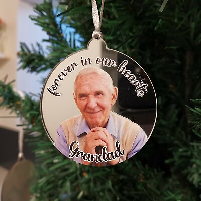 Mirror Bauble Personalised Photo Remembrance Decoration Gift Christmas UK GBP 6.89
