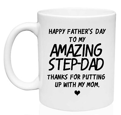 #ad #ad Funny Fathers Day Gift Amazing Step Dad Birthday Christmas Gift White Ceramic $16.99