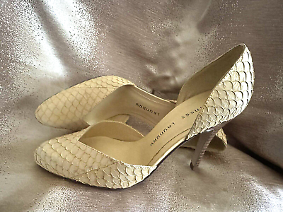 #ad Chinese Laundry Pumps Alanie Snake Embossed Yellow Leather D#x27;Orsay Shoes size 6 $14.99