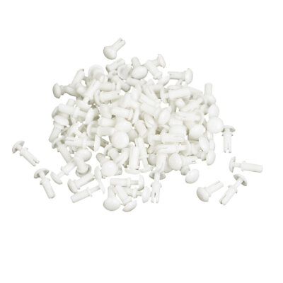 #ad 100Pcs Nylon Push Clips Rivet Fastener White for 3.4 4.3mm Thickness Panel $8.66