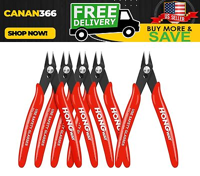 #ad 5Pcs Wire Cutters Micro Flush Cutters Spring Wire Cutting Pliers 5 Inches Red $13.40