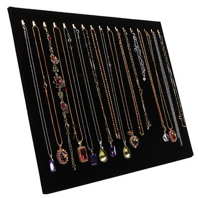 #ad Necklace Display Jewelry Tray Organizer Pad Showcase Display Case 17 Hooks $15.44