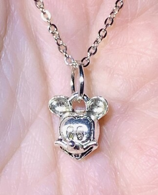 #ad #ad Silver Mickey Mouse Charm Pendant On A Silver Necklace Chain $9.00