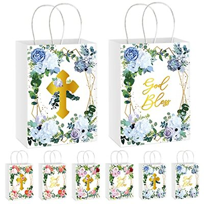 #ad 30 Pcs Religious Gift Bags Floral Design Small God Bless Bags Baptism Favors ... $29.42