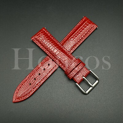 #ad 18 20 22MM Genuine Leather Lizard Watch Band Strap Quick Release Fits Tissot Red $13.99