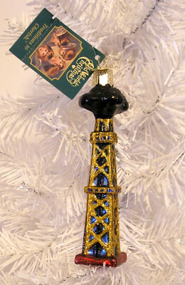 #ad 2015 OLD WORLD CHRISTMAS OIL DERRICK BLOWN GLASS ORNAMENT NEW W TAG $14.99