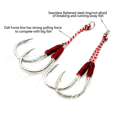 #ad Fishing Hook Double PairHooks Thread Feather Accessories Fishing Lure $0.99