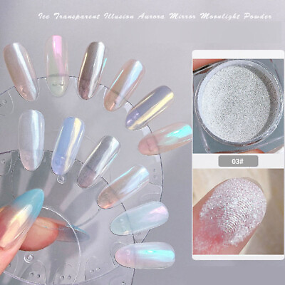 #ad Solid Mirror Glitter Moonlight Aurora Pigment Dust Chrome Nail Art Decorations $2.37
