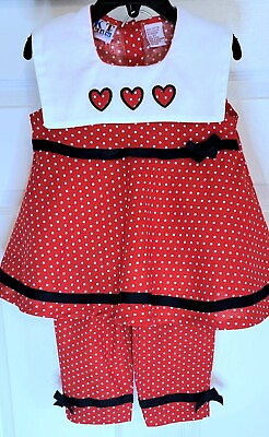 #ad Vintage KT Kids Toddler Girl#x27;s Heart Theme Flared Tunic amp; Pant Set Size 3T $23.50