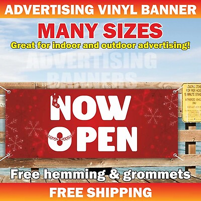 #ad Now Open Advertising Banner Vinyl Mesh Sign Merry Christmas Xmas New Store $219.95
