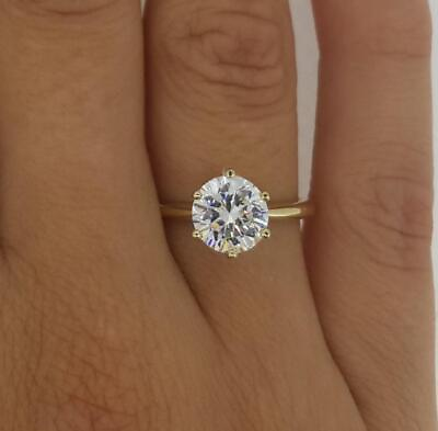 #ad 2 Ct Classic 6 Prong Round Cut Diamond Engagement Ring VVS1 D Yellow Gold 18k $12432.00