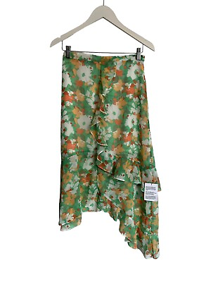 #ad NWT ASOS Green Floral Midi Skirt Frill Summer Size 10 12 GBP 12.99