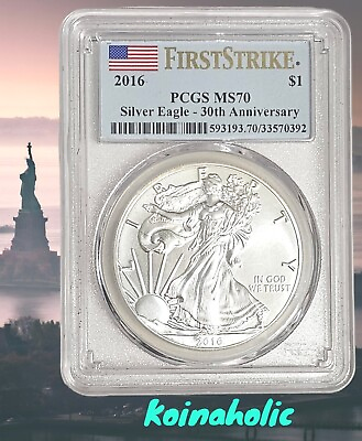 #ad #ad 2016 $1 Silver Eagle PCGS MS70 30th ANNIVERSARY First Strike Has Eye Appeal $59.95