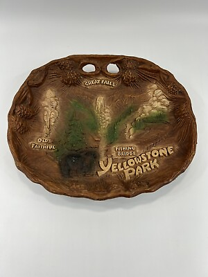 #ad Vintage Taco Yellowstone Park Souvenir Plate Bowl 3D Retro Cabin Decor $11.93