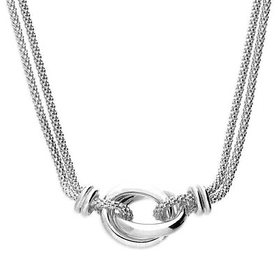 #ad 925 Sterling Silver Necklace. Entwined Knotted Pendant on Double Popcorn Chain $122.27