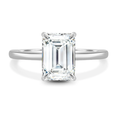 #ad Gold Diamond Ring IGI GIA HRD Lab Created Emerald Cut 1.60 Carat 14K White Band $1579.00