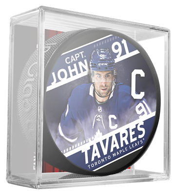 #ad NHL Captain Series John Tavares Toronto Maple Leafs Souvenir Hockey Puck w Cube $14.95