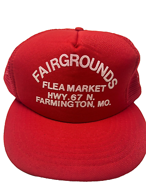#ad Fairgrounds Flea Market Farmington Mo Vintage Hat Cap Snapback Red Mesh Back R2D $13.49