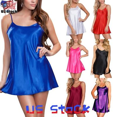 #ad Women Silk Sexy Night Dress Babydoll Lingerie Nightgown Nightdress Sleepwear $10.79