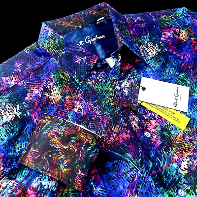 #ad Robert Graham Geometric Paisley Colorful Masterpiece Patchwork Vibrant 2XL Shirt $149.99