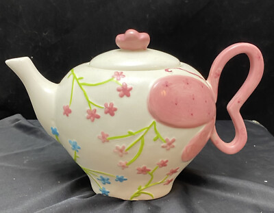 #ad Flutterby’s Butterfly Inspired Tea Pot With A Wing Making The Handle Vintage $32.50