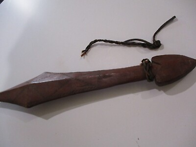 #ad ANTIQUE WAR CLUB VINTAGE PRIMITIVE WOOD CARVING 20 INCHES MAORI? AFRICAN? OLD $630.00