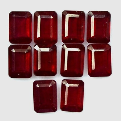 #ad Wholesale Lot 8x6mm Emerald Cut Natural Mozambique Ruby Loose Calibrated Gems $303.99