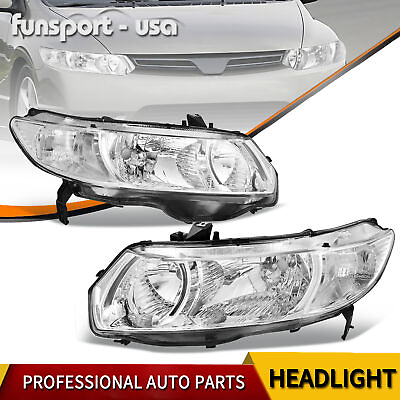 #ad Headlights Assembly Chrome Housing For 2006 2011 Honda Civic Coupe 2 Door Pair $88.55
