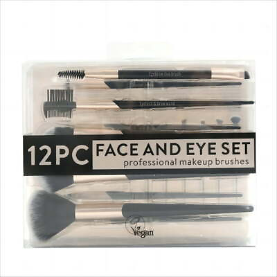 #ad 12 Piece Face and Eye Makeup Brush SetSynthetic and vegan friendly Black $24.00