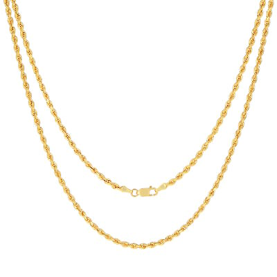 #ad 18k Yellow Gold 3mm Diamond Cut Rope Chain Fine Italian Pendant Necklace 16quot; 26quot; $474.98