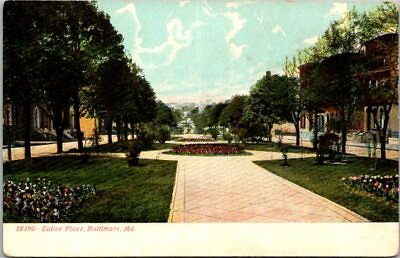 #ad BALTIMORE MD Eutaw Place Antique City Park Postcard $6.98