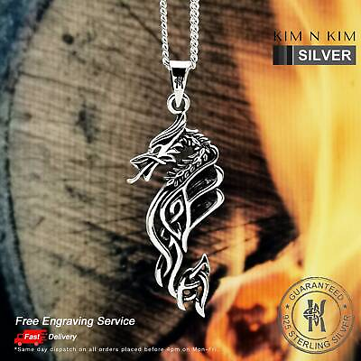 #ad Celtic Dragon Pendant Necklace✔️Engraving ✔️925 Silver ✔️Quality KimnKim GBP 53.99