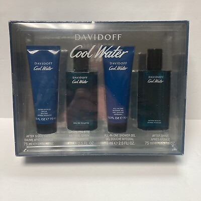 #ad Davidoff Cool Water for Men 4 Piece Gift Set 2.5 oz Each New in Gift Box $40.00