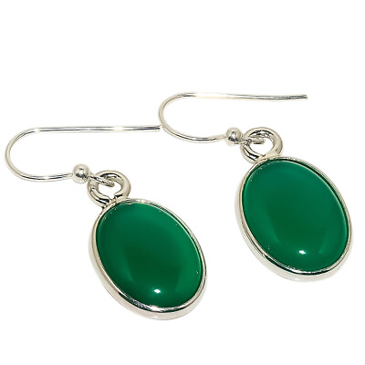 #ad African Green Onyx Solid 925 Sterling Silver Earring 1.30quot; SE255 26 $24.30