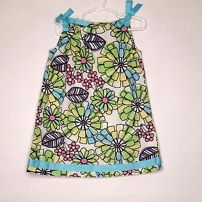 #ad Hanna Andersson Girl#x27;s 100 Floral Pillowcase Sleeveless Dress Size 4 $9.99
