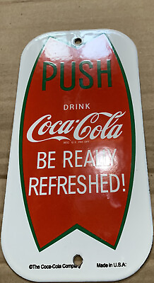 #ad Vintage Style Coke Door Push Enamel Gasoline Porcelain Soda Sign $55.00