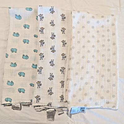 #ad Aden Anais 123 Swaddle Designs Lot of 3 Muslin Baby Blankets Cotton Lightweight $15.99