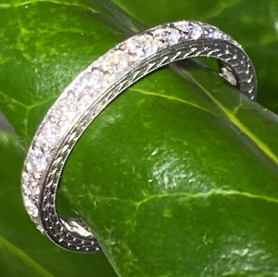 #ad Tiffany Platinum Diamond Full Eternity Band Ring Stack Anniversary Guard Sz 6.5 $4600.00
