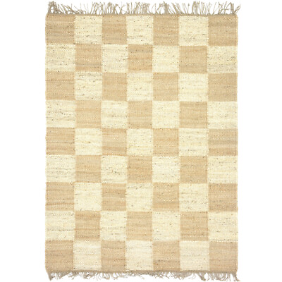 #ad Indian Handmade Natural and Bleached Checkered Jute rug for Home Decor Hand $328.73